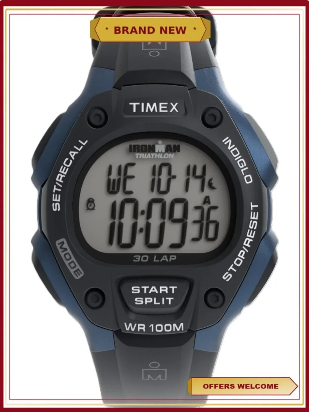 Timex Men's 30-Lap Sport Watch, Indiglo Night-Light, Plastic, Water Resistant
